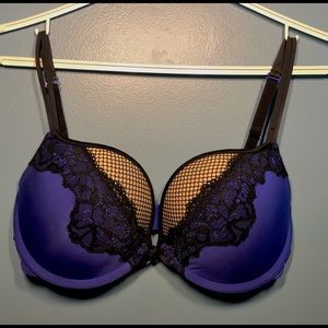 Lasenza Push-up Bra, 32DD, Blue with Black Lace